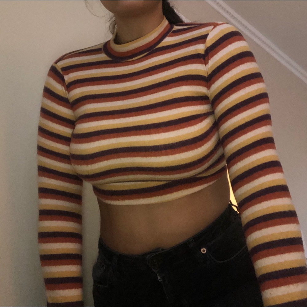 Blue Blush High Neck Crop Sweater